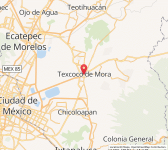 Map of Texcoco de Mora, México