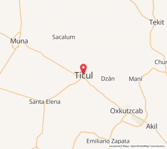 Map of Ticul, Yucatán