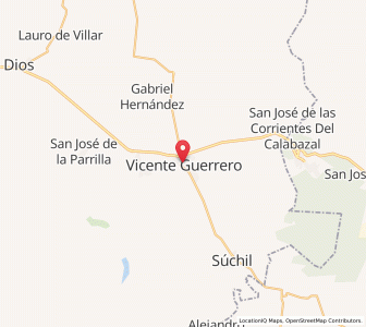 Map of Vicente Guerrero, Durango