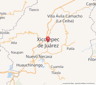 Map of Xicotepec de Juárez, Puebla