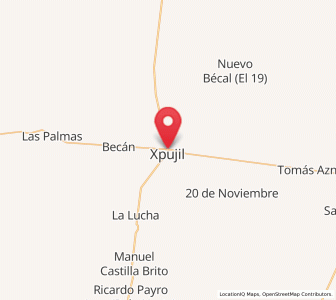 Map of Xpujil, Campeche