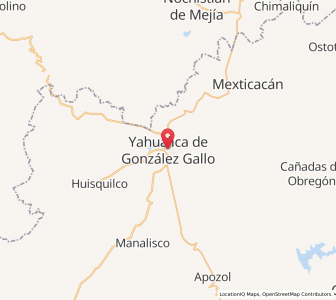 Map of Yahualica de González Gallo, Jalisco