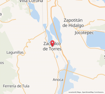 Map of Zacoalco, Jalisco