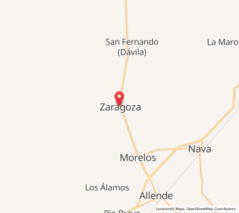 Map of Zaragoza, Coahuila