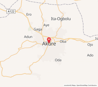 Map of Akure, Ondo