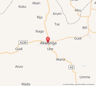 Map of Akwanga, Nassarawa