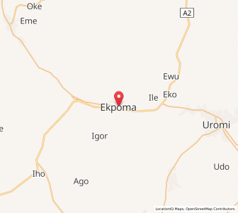 Map of Ekpoma, Edo
