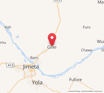 Map of Girei, Adamawa