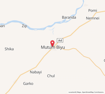Map of Mutum Biyu, Taraba