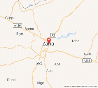 Map of Zaria, Kaduna