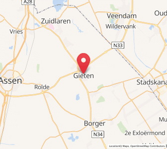 Map of Gieten, Drenthe