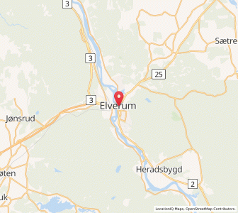 Map of Elverum, Innlandet