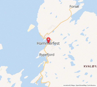 Map of Hammerfest, Troms og Finnmark