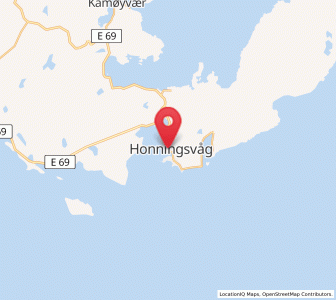 Map of Honningsvåg, Troms og Finnmark