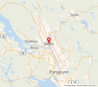 Map of Skien, Vestfold og Telemark