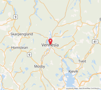 Map of Vennesla, Agder