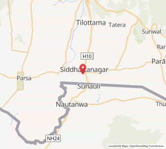 Map of Siddharthanagar, Lumbini Province