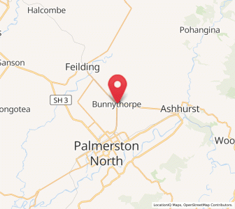 Map of Bunnythorpe, Manawatu-Wanganui