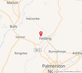 Map of Feilding, Manawatu-Wanganui
