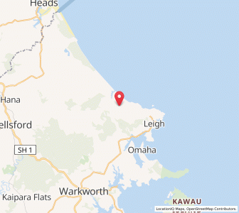 Map of Pakiri, Auckland