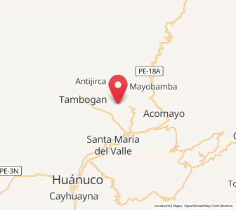 Map of Cochabamba, Huanuco