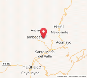 Map of Vilcabamba, Huanuco