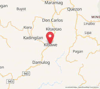 Map of Kibawe, Northern Mindanao