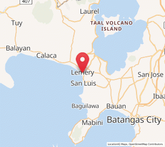 Map of Lemery, Calabarzon