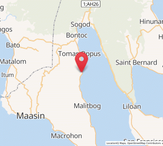 Map of Tomas Oppus, Eastern Visayas