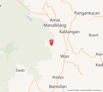 Map of Wao, Autonomous Region in Muslim Mindanao