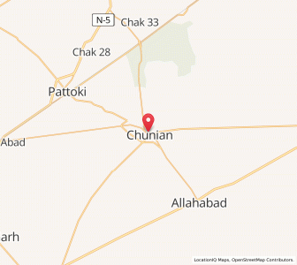 Map of Chunian, Punjab