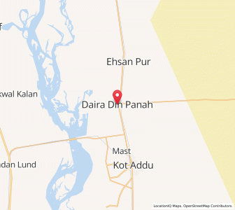 Map of Daira Din Panah, Punjab