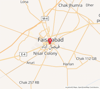 Map of Faisalabad, Punjab