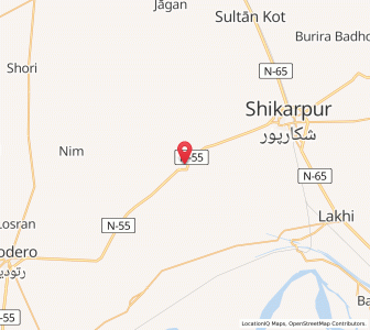 Map of Garhiyasin, Sindh