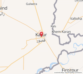 Map of Kasur, Punjab