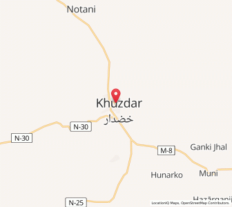 Map of Khuzdar, Balochistan