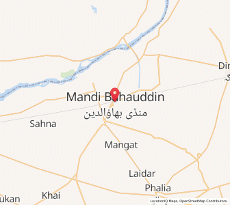 Map of Mandi Bahauddin, Punjab