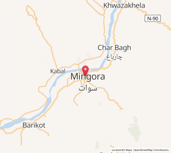 Map of Mingora, Khyber Pakhtunkhwa