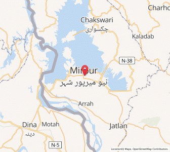 Map of New Mirpur, Azad Kashmir