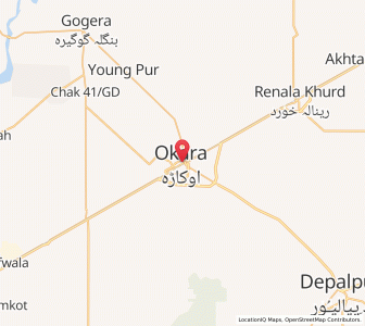 Map of Okara, Punjab