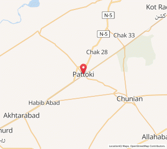 Map of Pattoki, Punjab