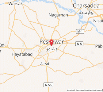 Map of Peshawar, Khyber Pakhtunkhwa