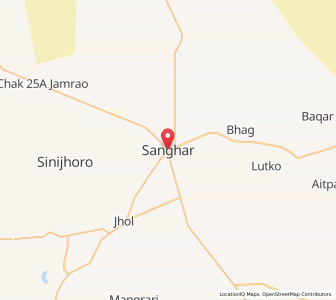 Map of Sanghar, Sindh