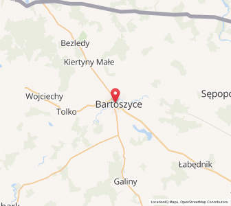 Map of Bartoszyce, Warmia-Masuria
