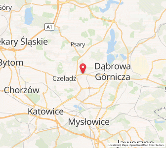 Map of Będzin, Silesia