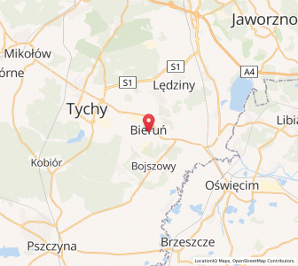 Map of Bieruń, Silesia