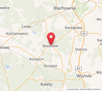 Map of Boronów, Silesia