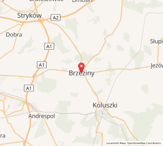 Map of Brzeziny, Łódź Voivodeship