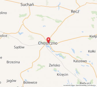 Map of Choszczno, West Pomerania