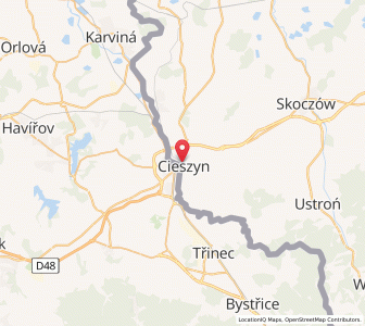 Map of Cieszyn, Silesia